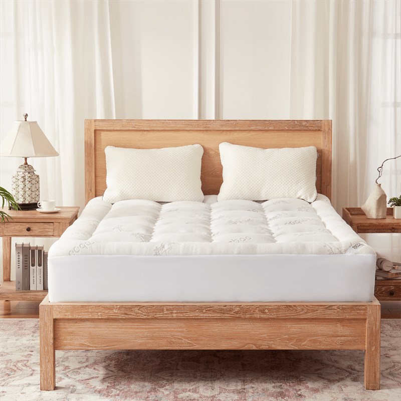 Bedlore_3DFillBambooFabricMattress_Green02.png Bedlore® 3D Fill Luxurious Bamboo Mattress Topper, Soft and Cozy - Image 1